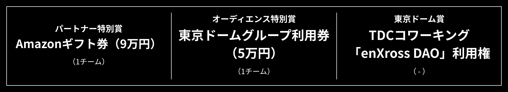 パートナー特別賞、オーディエンス特別賞、東京ドーム賞