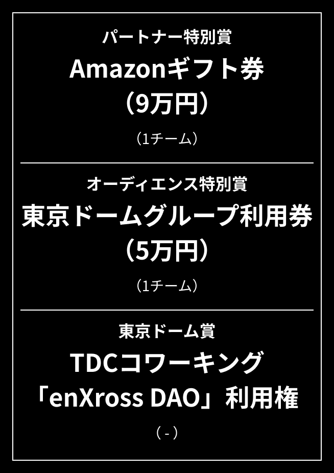 パートナー特別賞、オーディエンス特別賞、東京ドーム賞